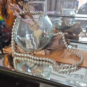 Sterling Sillver Beaded Necklace - Classic Strand Tiffany Inspired 30 Cm